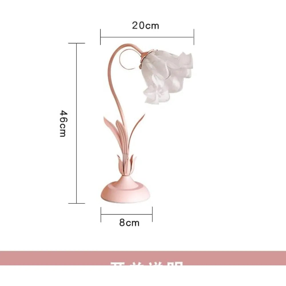 Lily Flower Shaped LED Desk Lamp with Bent Glass Shade