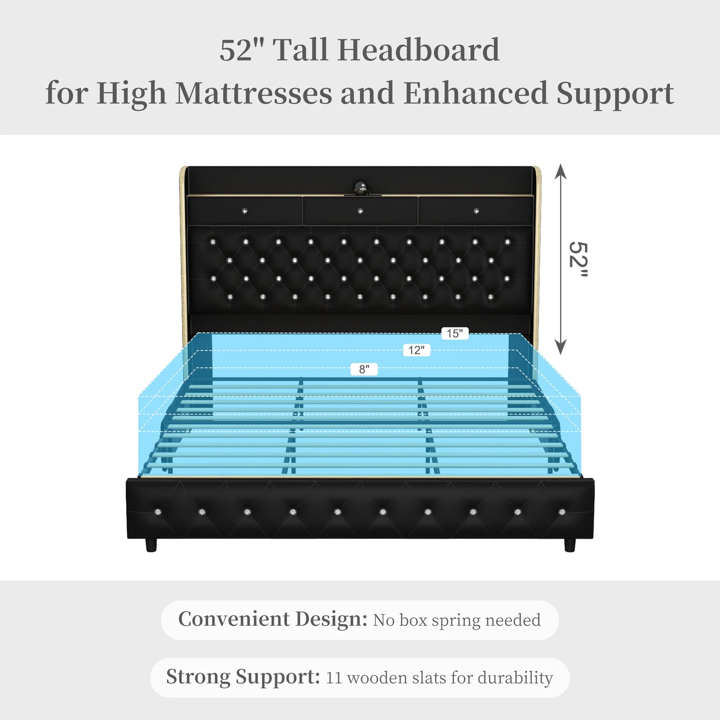 LED Bed Frame with Galaxy Projector and Charging Station