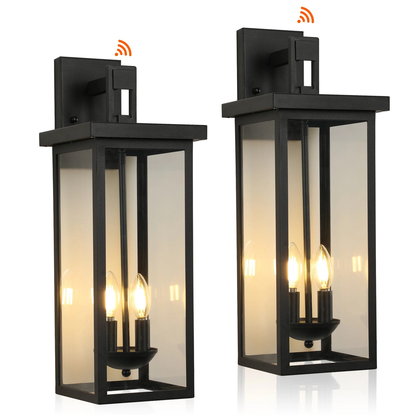 Outdoor 22 Inch Wall Lantern with Dusk to Dawn Sensor Black