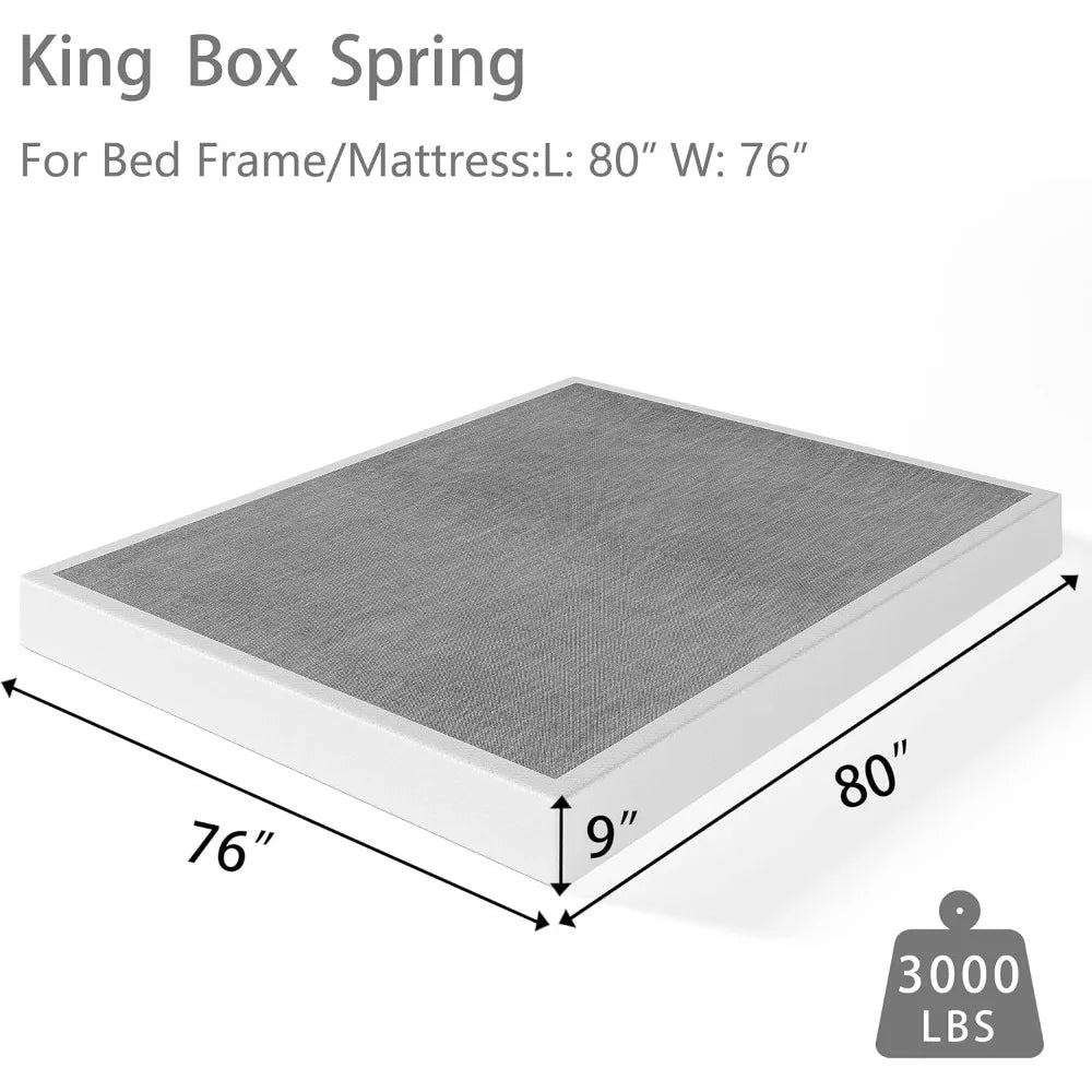9 Inch High Profile King Box Spring Metal Frame Mattress Foundation