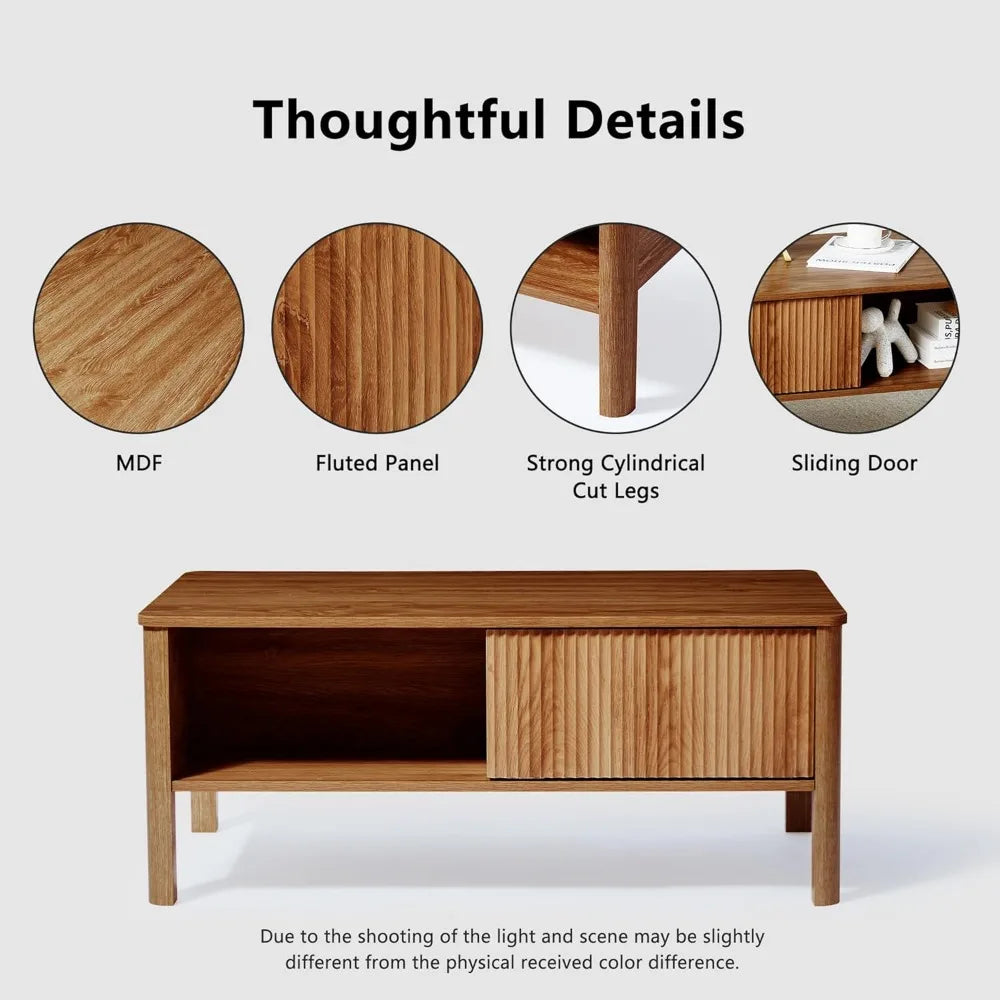 Rustic Walnut TV Stand and Coffee Table Set with Storage