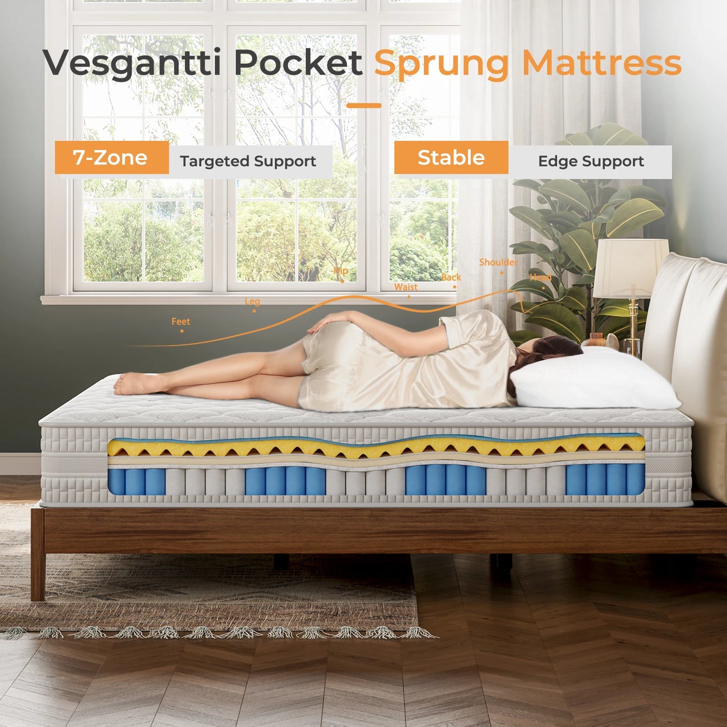 Vesgantti Hybrid Queen Size Mattress with Gel Memory Foam