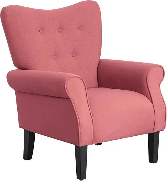 Mid Century Modern Wingback Arm Chair with Wood Legs