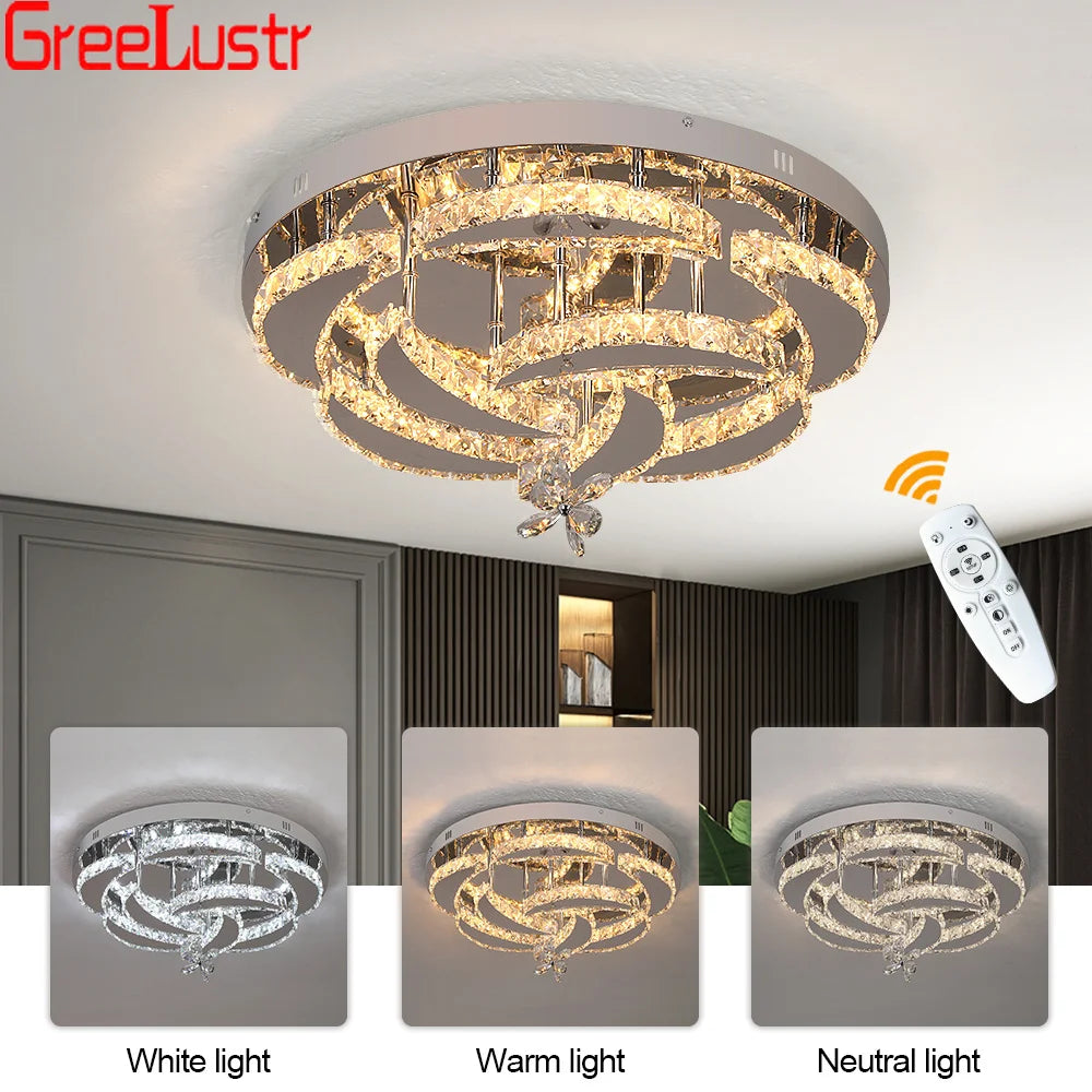 Modern Crystal Drop Chandelier LED Ceiling Lamp for Home Decor