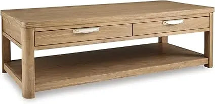 Rencott Classic 2-Drawer Coffee Table with Lower Shelf and Casters