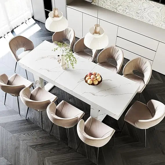 Farmhouse Rustic Extendable Dining Table for 8 to 10 People
