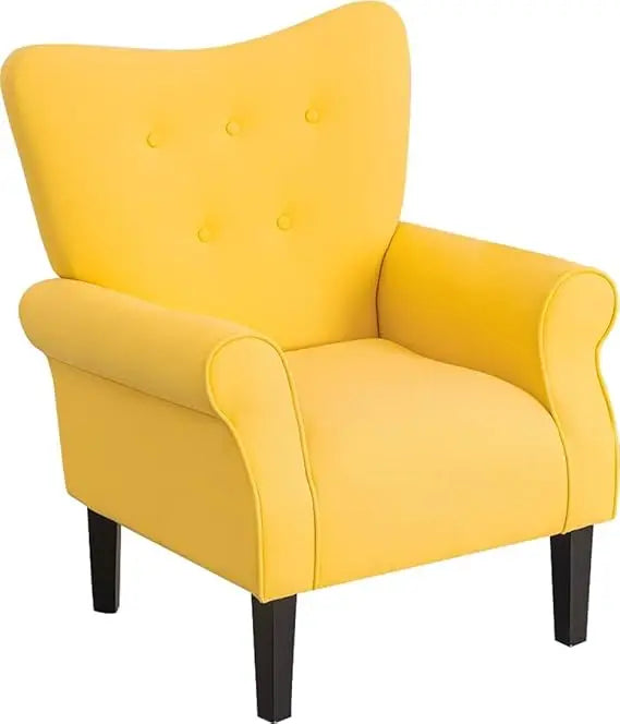 Mid Century Modern Wingback Arm Chair with Wood Legs