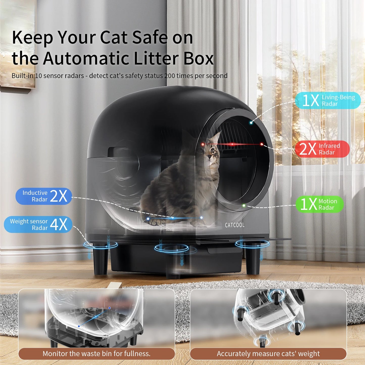 REDSASA Self Cleaning Automatic Cat Litter Box with Stairs