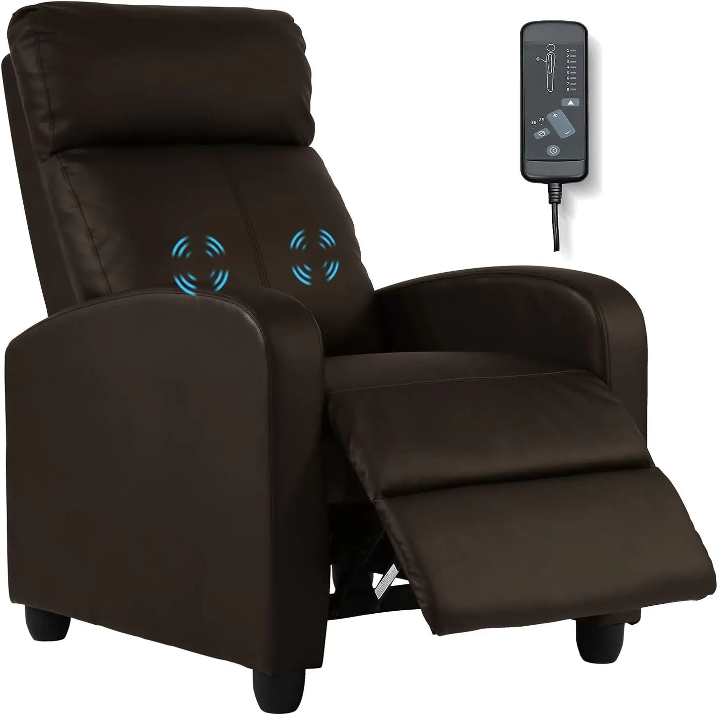 Massage Recliner Chair with Footrest Soft PU Leather Black