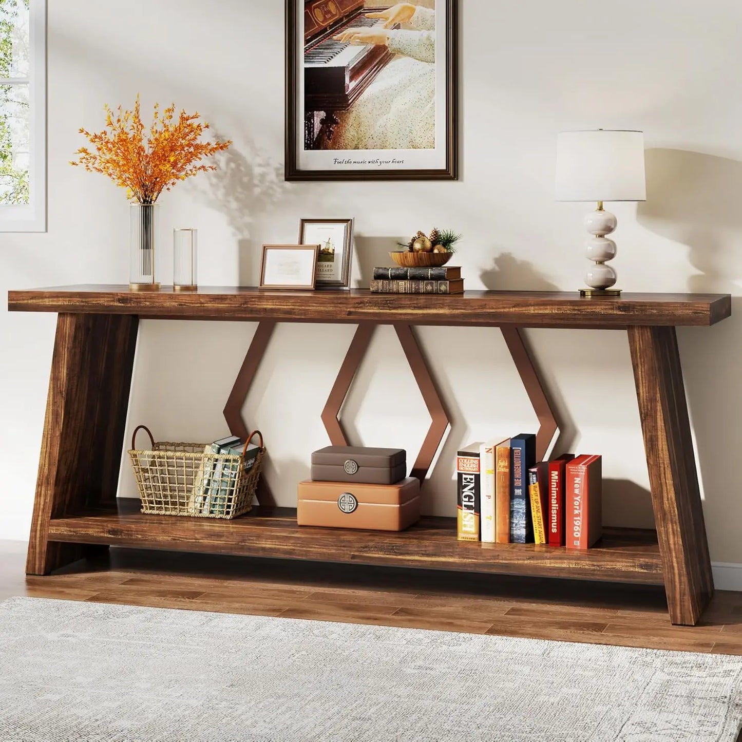 Farmhouse Console Table for Living Room and Entryway Decor