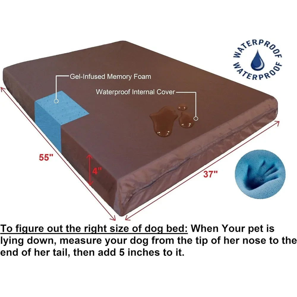 Orthopedic Gel Infused Memory Foam Dog Bed for Large Pets