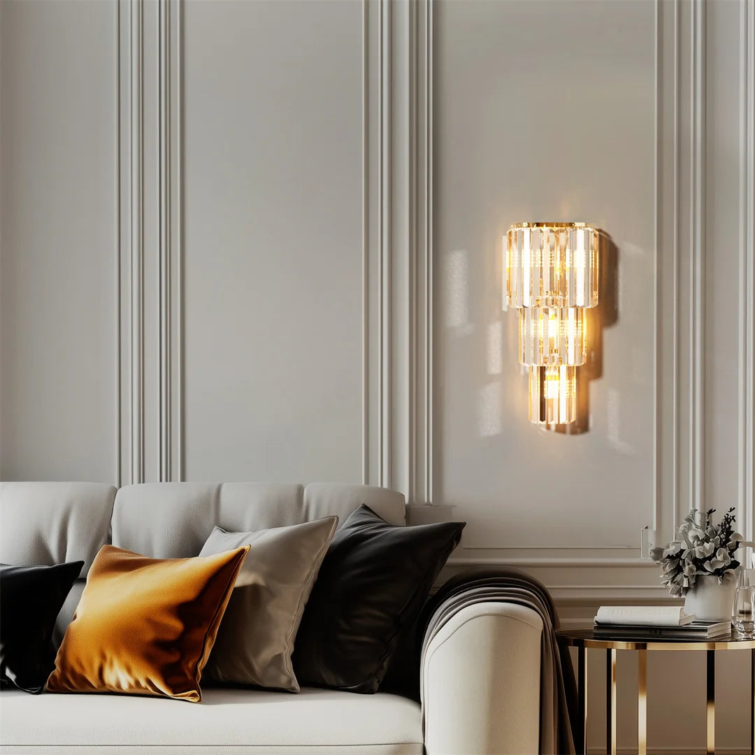 LUVODI Modern Crystal Wall Sconce Light with E14 LED Bulbs