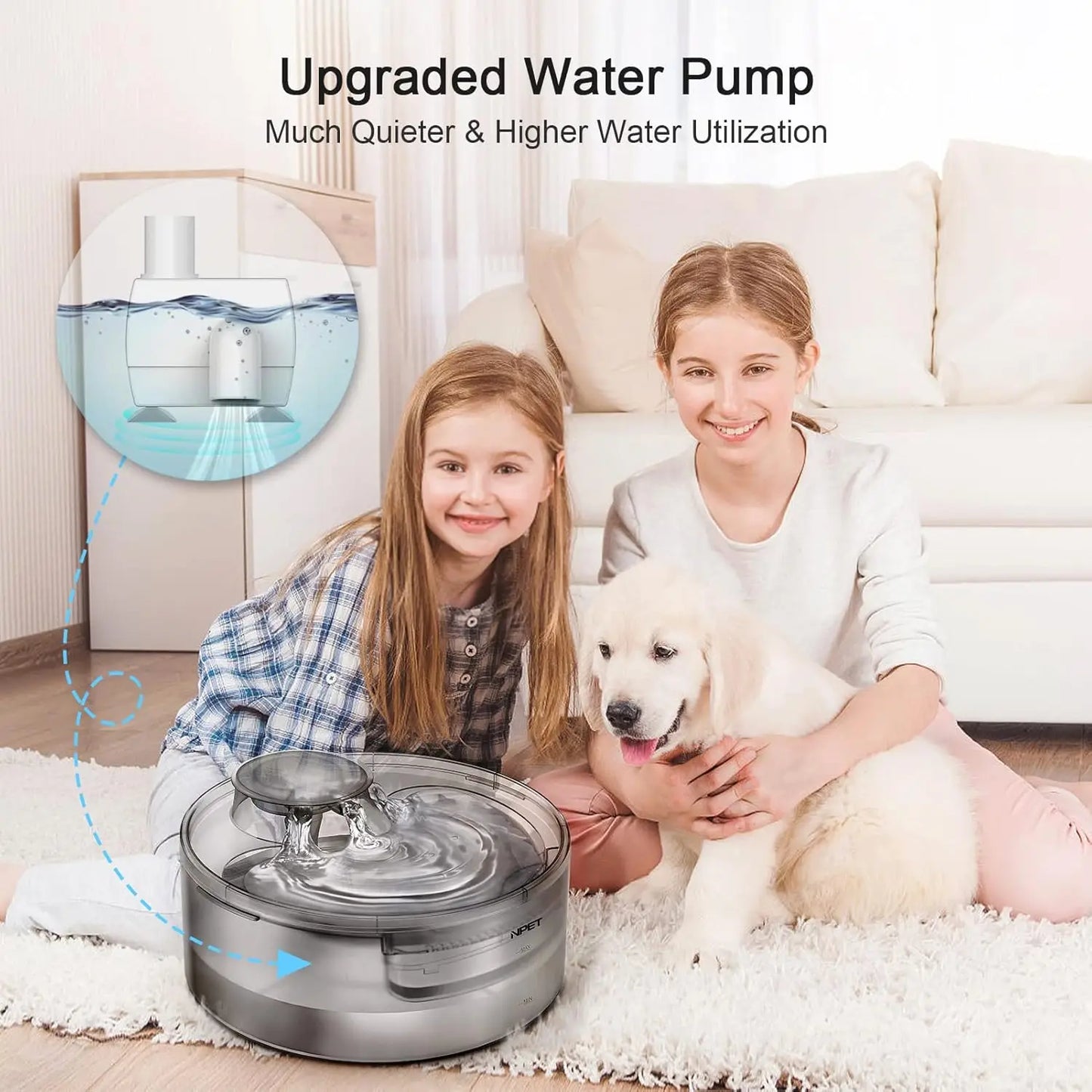 NPET DF10 Dog Water Fountain 170oz Automatic Dispenser for Pets