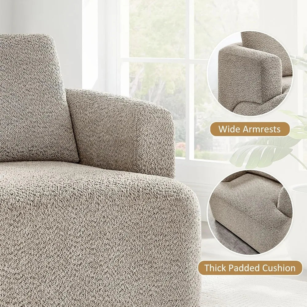 Modern Oversized Boucle Accent Chair with Throw Pillow