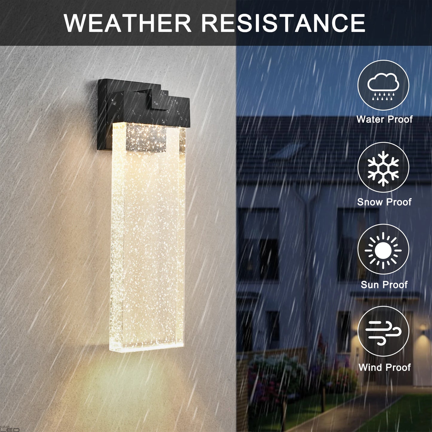 Modern Outdoor LED Wall Light Fixture with Bubble Crystal Finish
