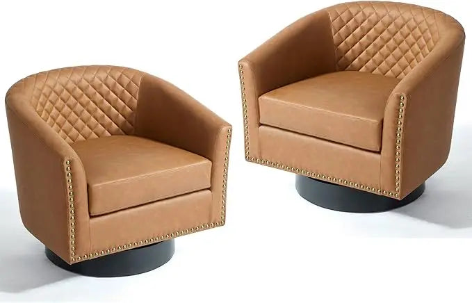 Faux Leather Barrel Accent Chairs Set of 4 Comfy Modern Design