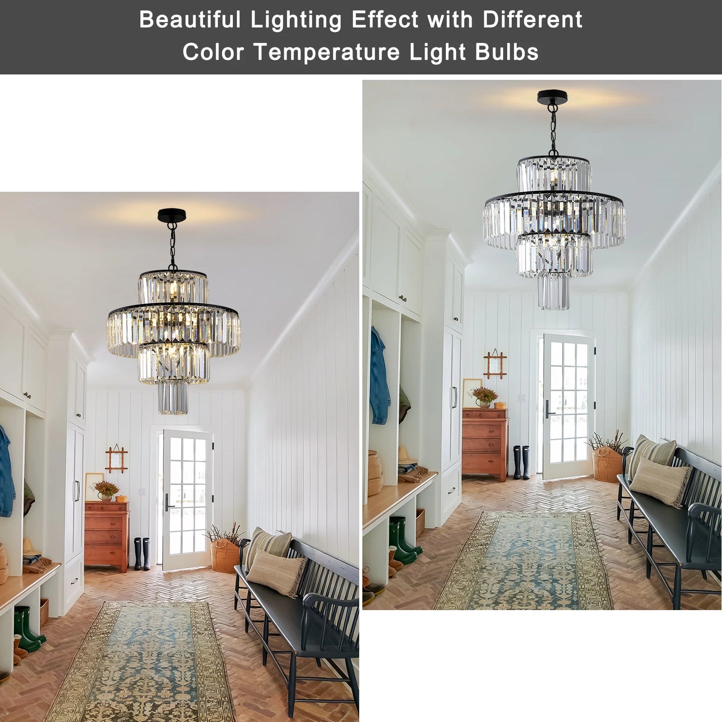 ARLGSITE Luxury Crystal Chandelier Flush Mount Ceiling Light