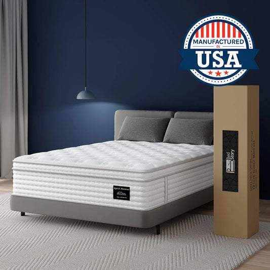 BedStory Hybrid Mattress 12-14 Inch Gel Memory Foam and Springs