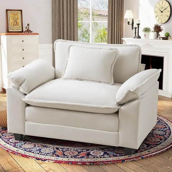 Oversized Velvet Accent Chair with Upholstered Armrests