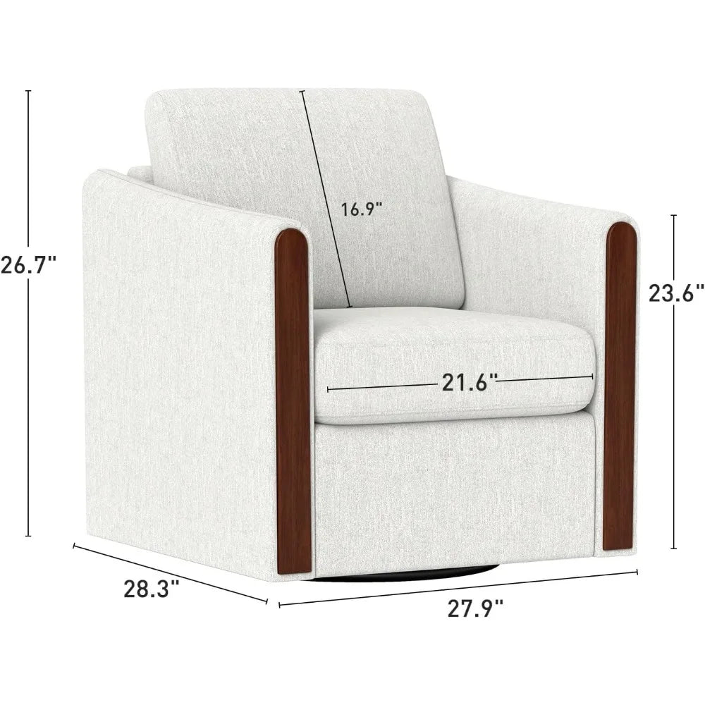 Light Grey Swivel Accent Chair Set of 2 Mid Century Modern