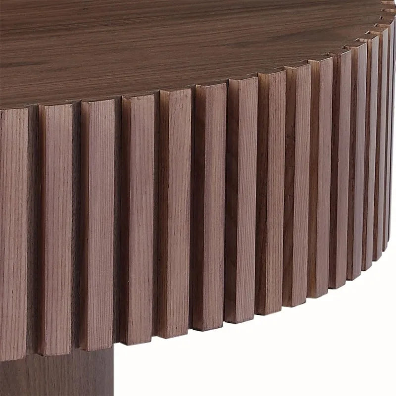 Modern Walnut Round Coffee Table Handcrafted Solid Wood Design