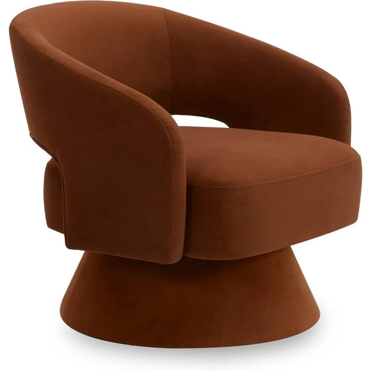 Burnt Orange Velvet Swivel Accent Chair for Living Room