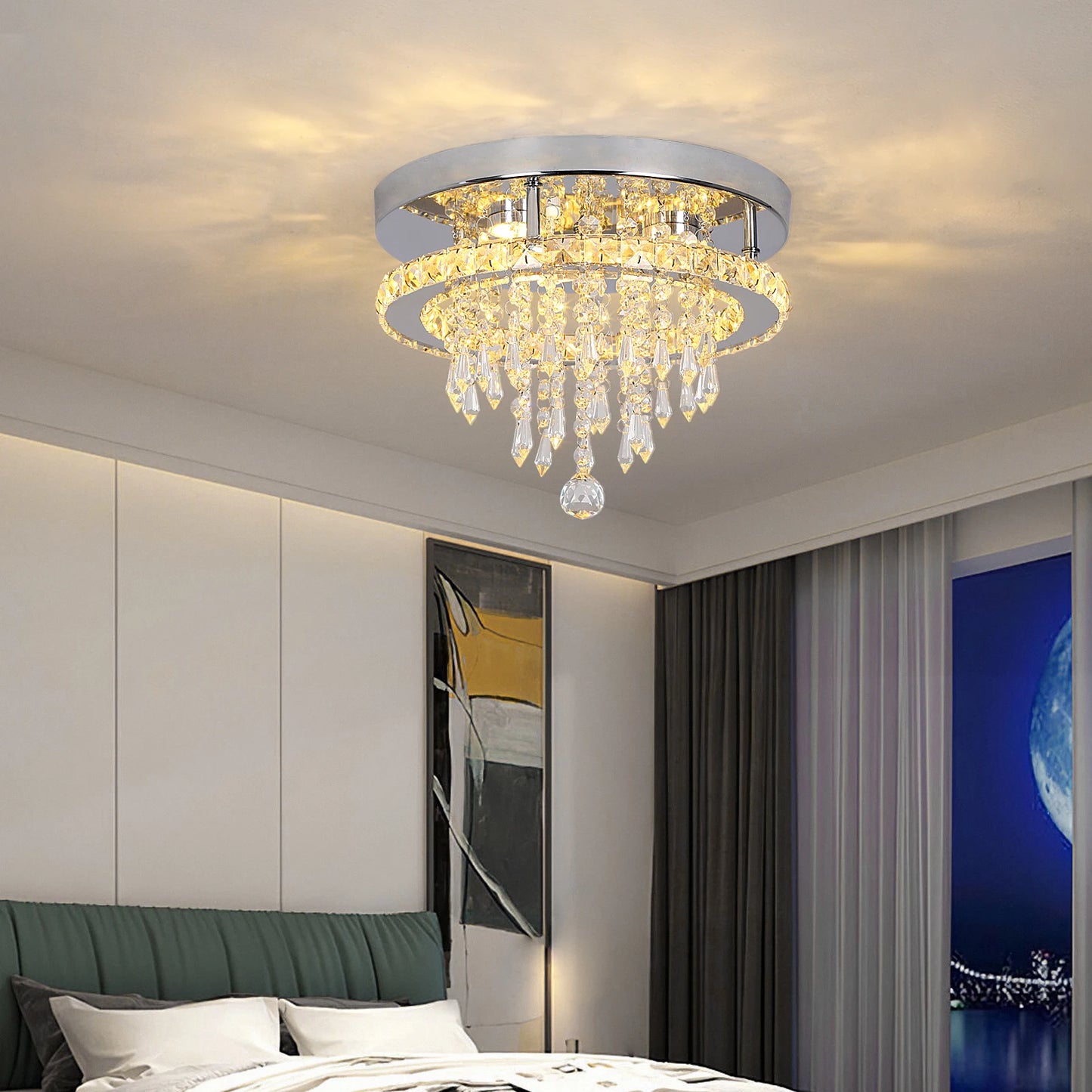 Minimalist Crystal LED Ceiling Lamp for Bedroom and Hallway