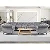 U Shaped Velvet Chesterfield Sofa 9 Seater with Rolled Armrest
