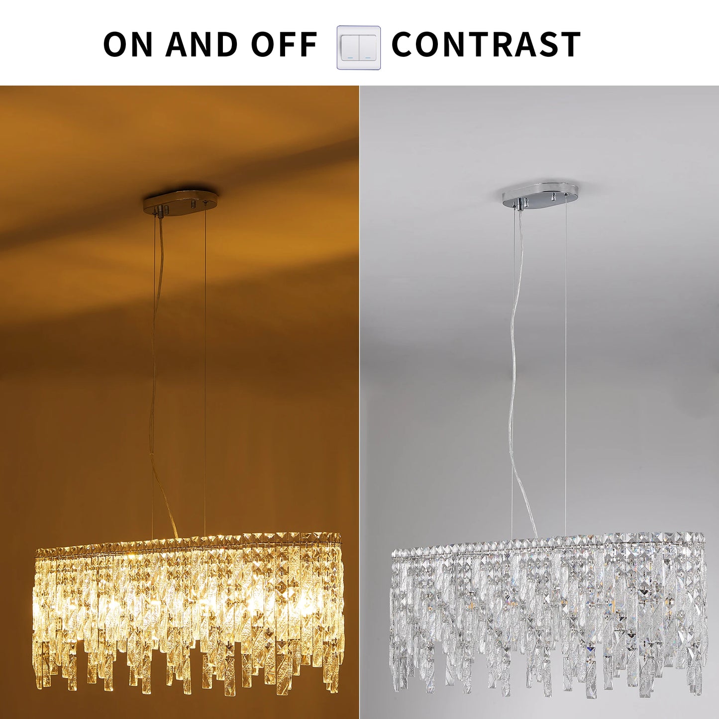 Silver Elegant Oval Crystal Chandelier Modern Ceiling Light