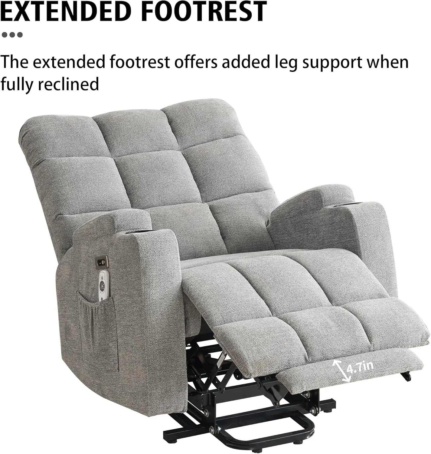 Large Power Lift Recliner Chair with Massage and Heat Features