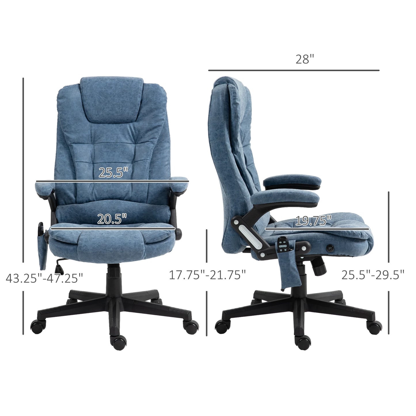 Homcom High Back Vibration Massage Heating Office Chair Black