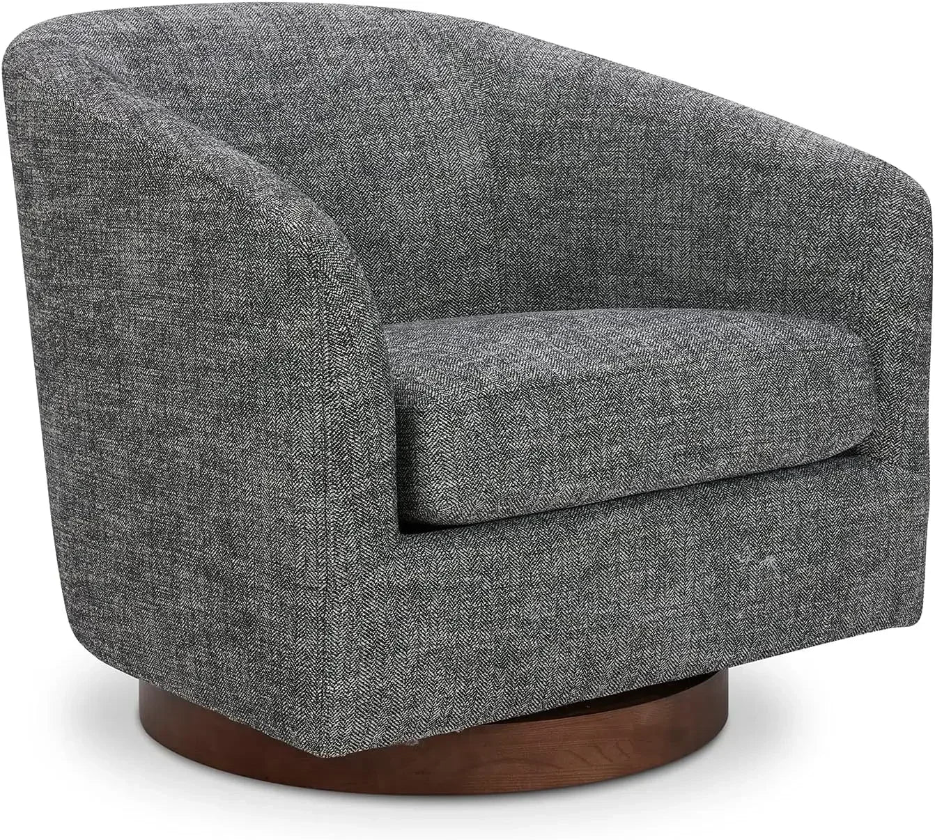 Dark Grey Swivel Accent Chair Set of 2 Upholstered Barrel Chairs