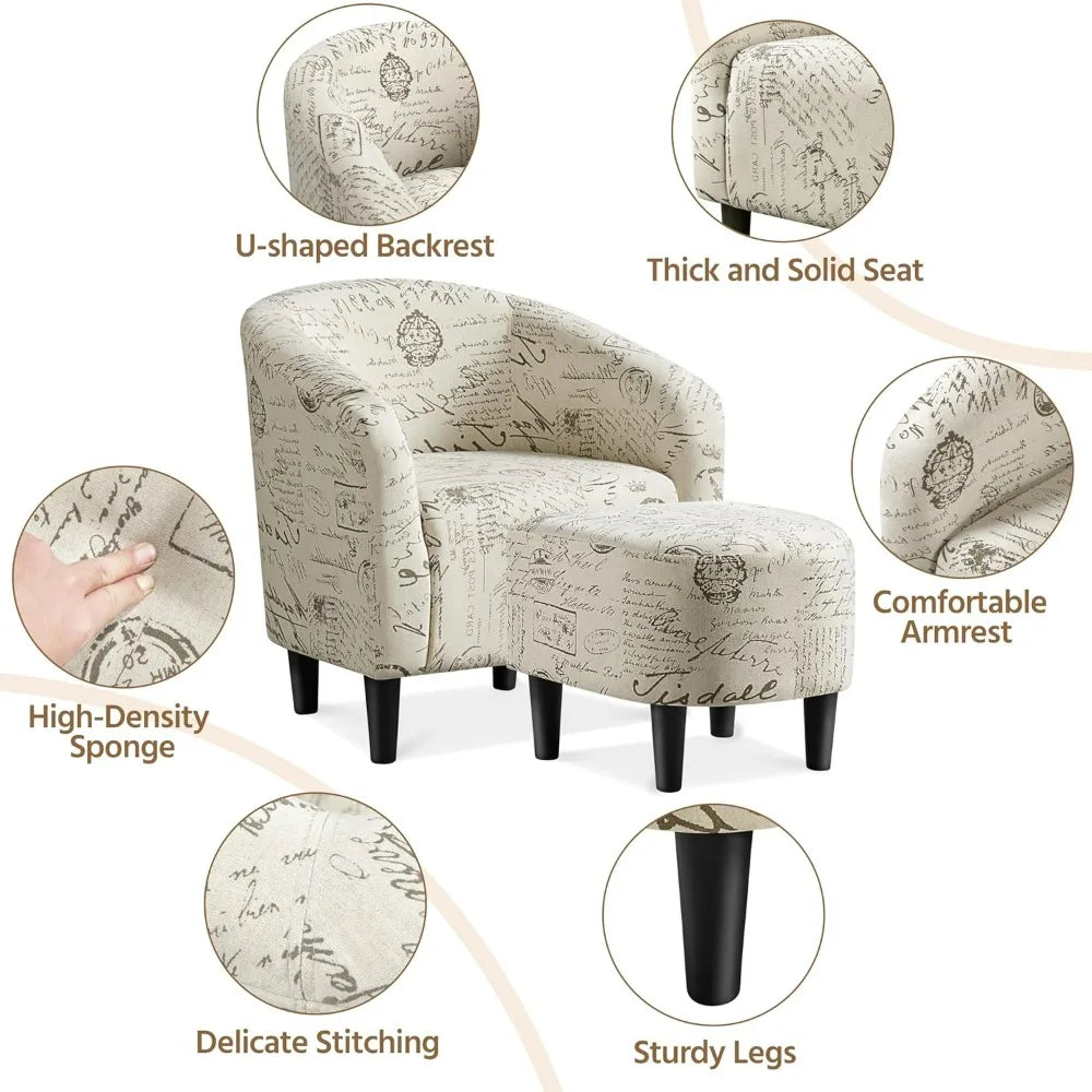 Modern Club Chair with Ottoman Upholstered Accent Armchair