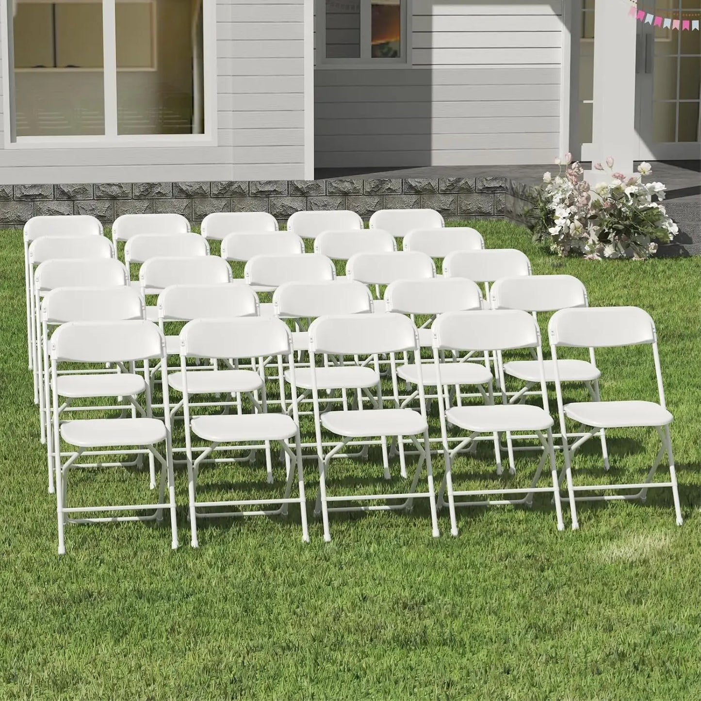 20 Pack White Folding Chairs for Events Indoor Outdoor Use