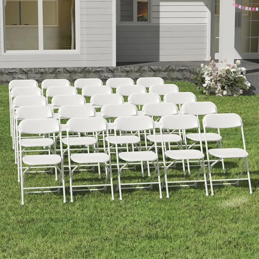 20 Pack White Folding Chairs for Events Indoor Outdoor Use