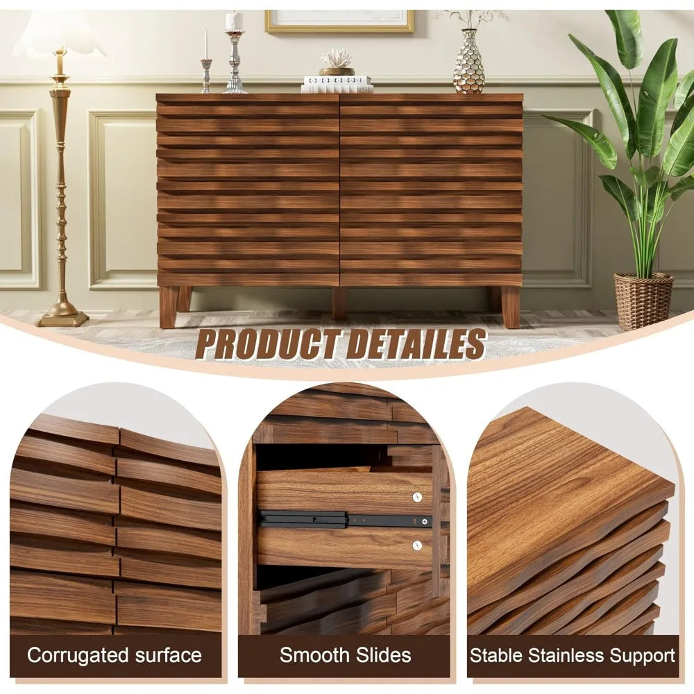Mid Century Modern Solid Wood 6 Drawer Dresser for Bedroom