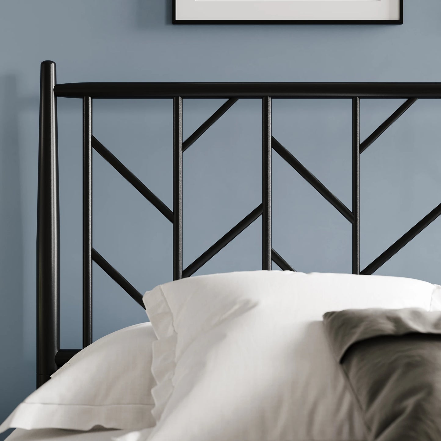 HOOMIC Metal Platform Bed Frame with Vintage Headboard and Storage
