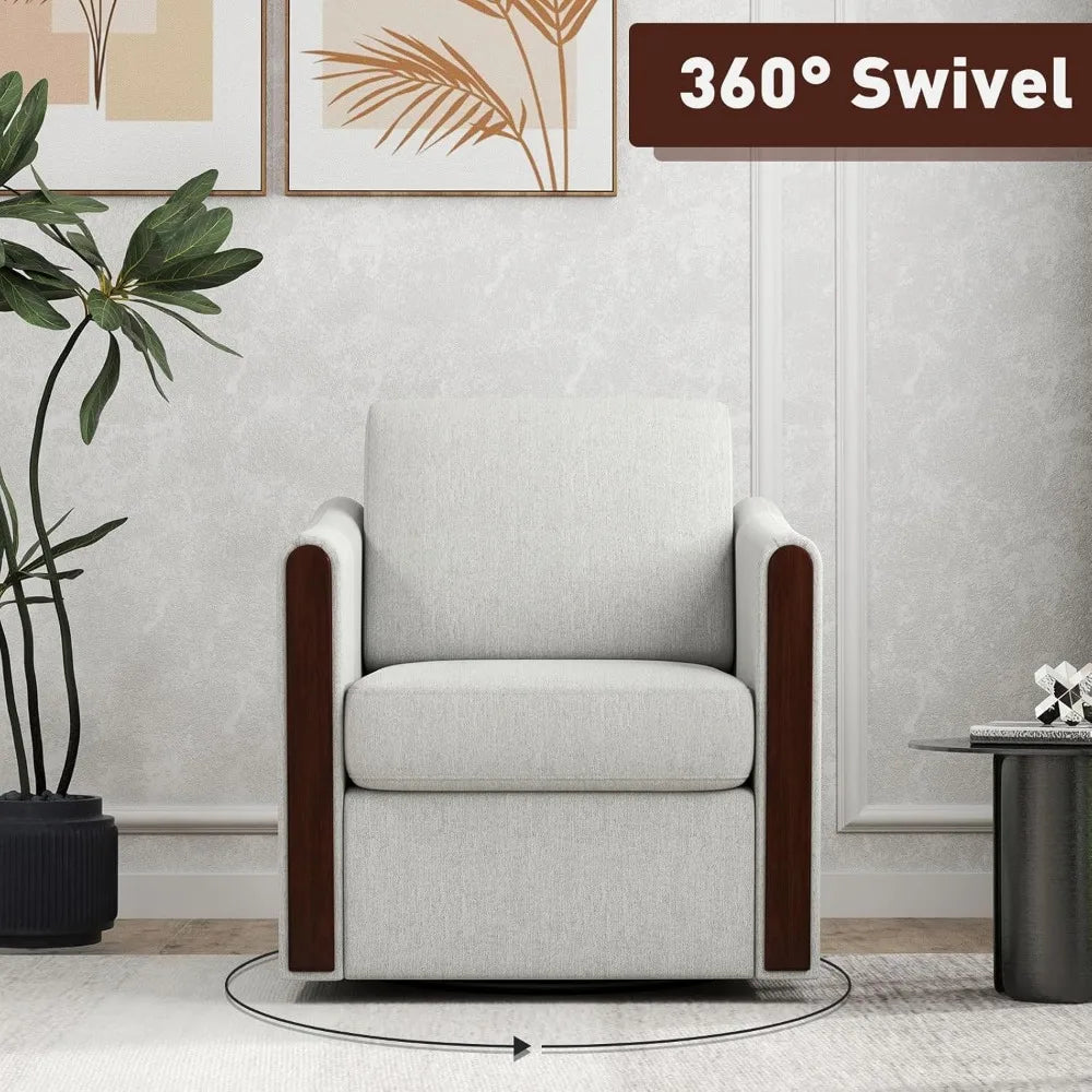 Light Grey Swivel Accent Chair Set of 2 Mid Century Modern
