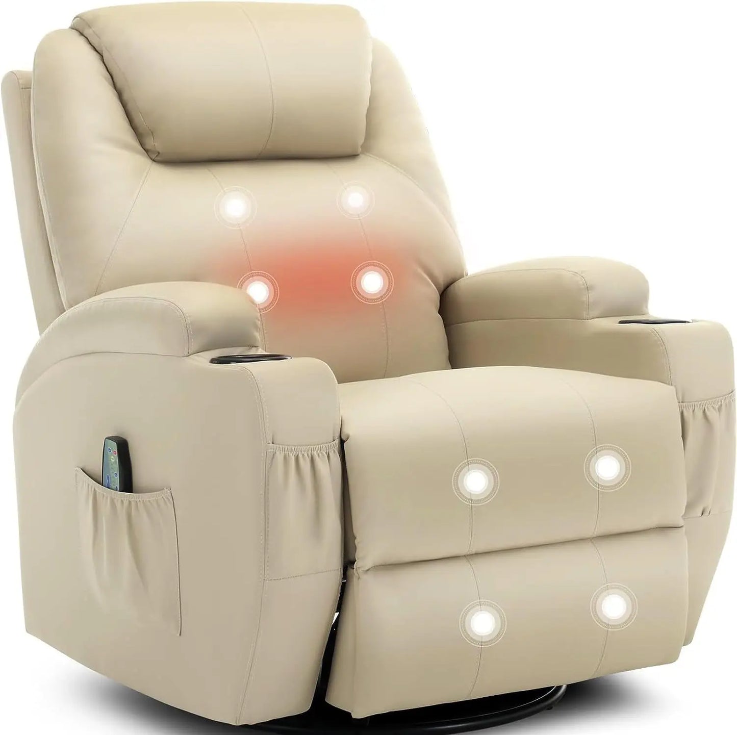 Comfortable 360 Degree Swivel Rocker Recliner with Massage Heat