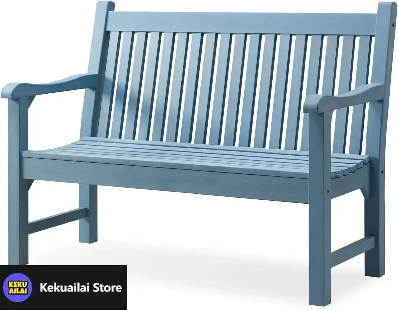 Blue 2-Person All-Weather Garden Bench for Patio and Park