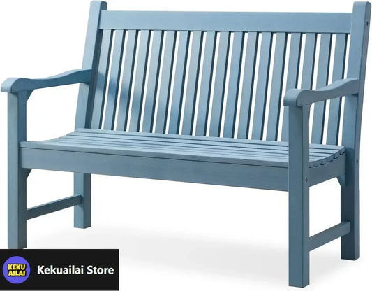 Blue 2-Person All-Weather Garden Bench for Patio and Park