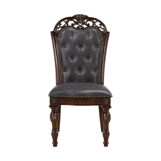 Elegant Button Tufted Faux Leather Dining Chairs Set of 2