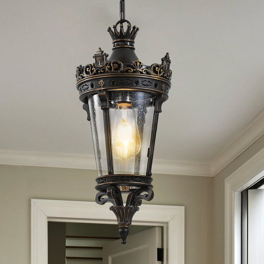 Antique Crown Outdoor Hanging Lantern with Vintage Metal Design