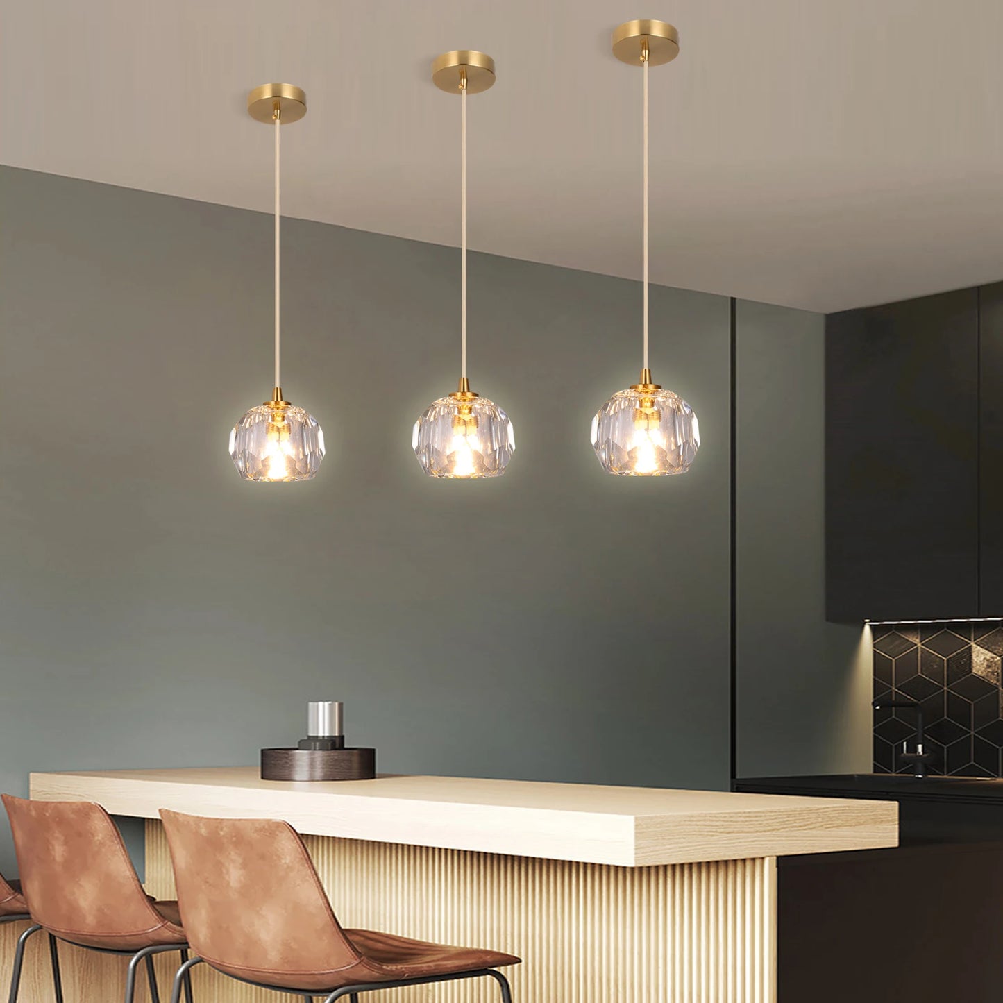Modern LED Crystal Pendant Light for Kitchen and Bedroom Decor