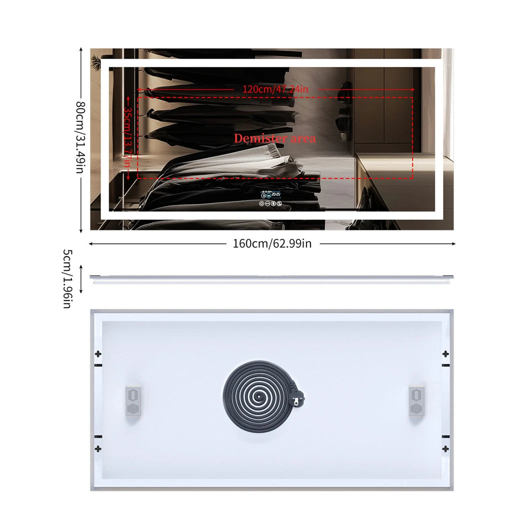 XXL Smart LED Vanity Mirror with Bluetooth and Anti Fog Technology