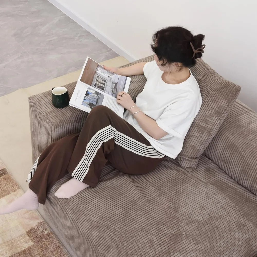 Oversized Modular Sectional Couch with Chaise and Ottomans