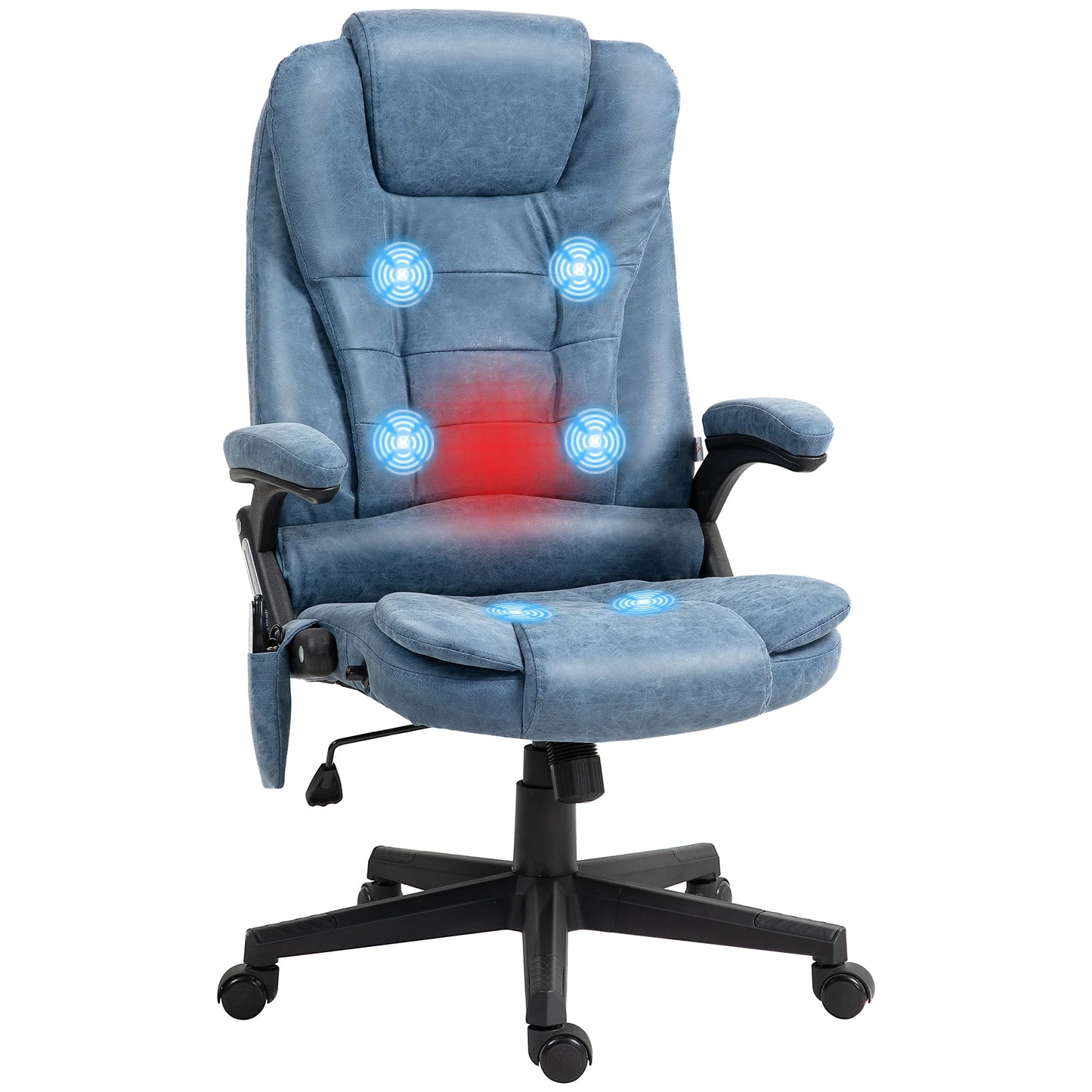 Homcom High Back Vibration Massage Heating Office Chair Black