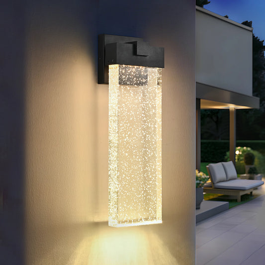 Modern Outdoor LED Wall Light Fixture with Bubble Crystal Finish