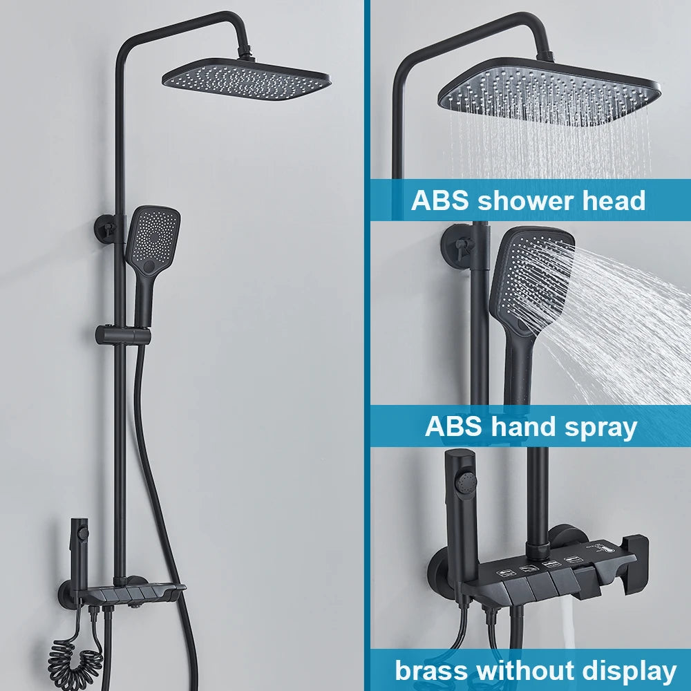 White Bathroom Shower Faucet with Digital Display and Tap