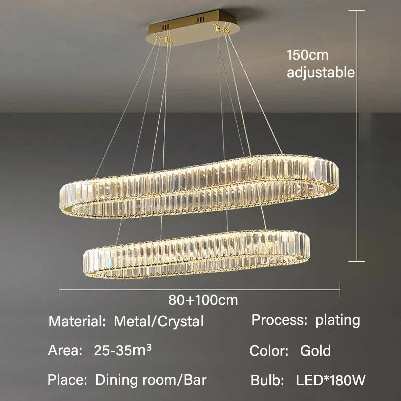 Luxury LED Pendant Light Modern Crystal Chandelier Ceiling Lamp